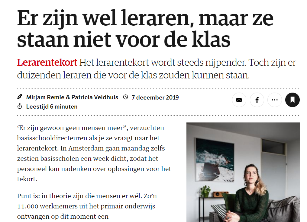Er zijn wel leraren, maar ze staan niet voor de klas